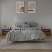 Noćni ormarići 2 kom s LED svjetlima boja hrasta 60x35x40 cm Smeđa