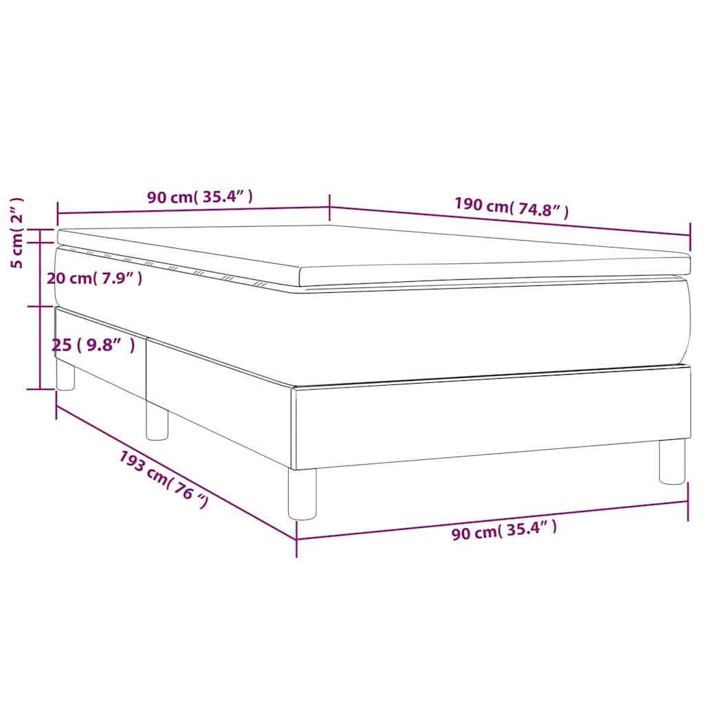 Box spring krevet s madracem crni 90x190 cm od tkanine