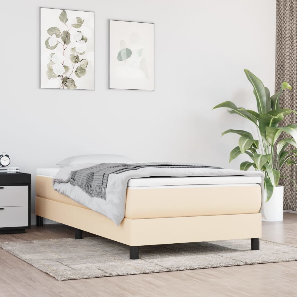 Krevet s oprugama i madracem krem 90 x 190 cm od tkanine