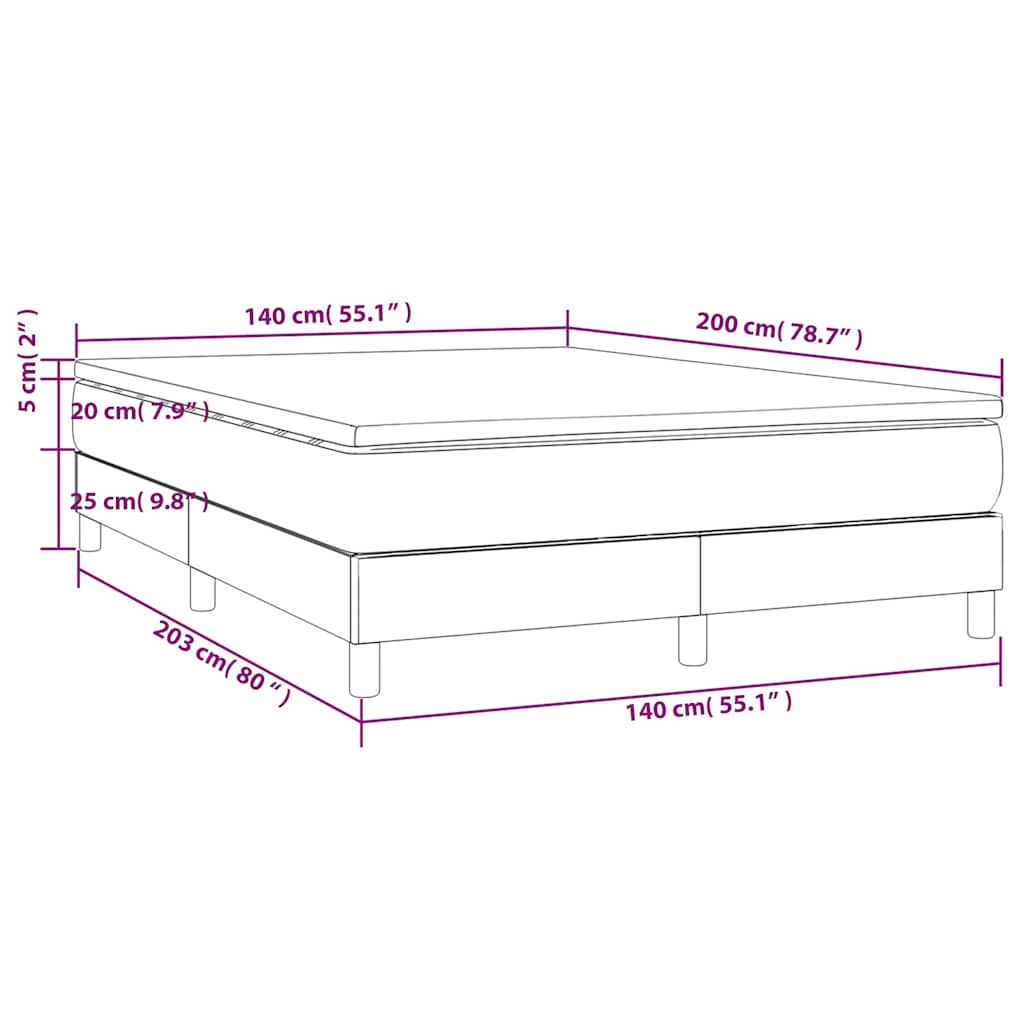 Krevet box spring s madracem svjetlosivi 140x200 cm od tkanine