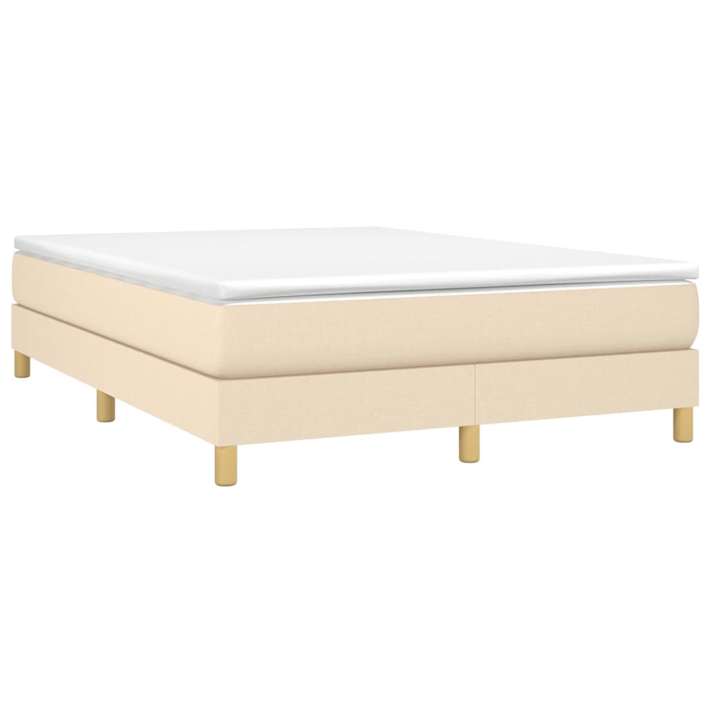 Krevet s oprugama i madracem krem 140 x 190 cm od tkanine