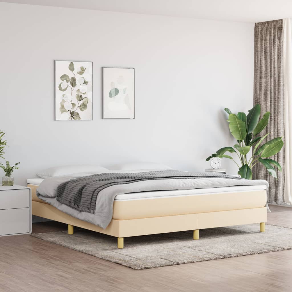 Krevet s oprugama i madracem krem 160x200 cm od tkanine