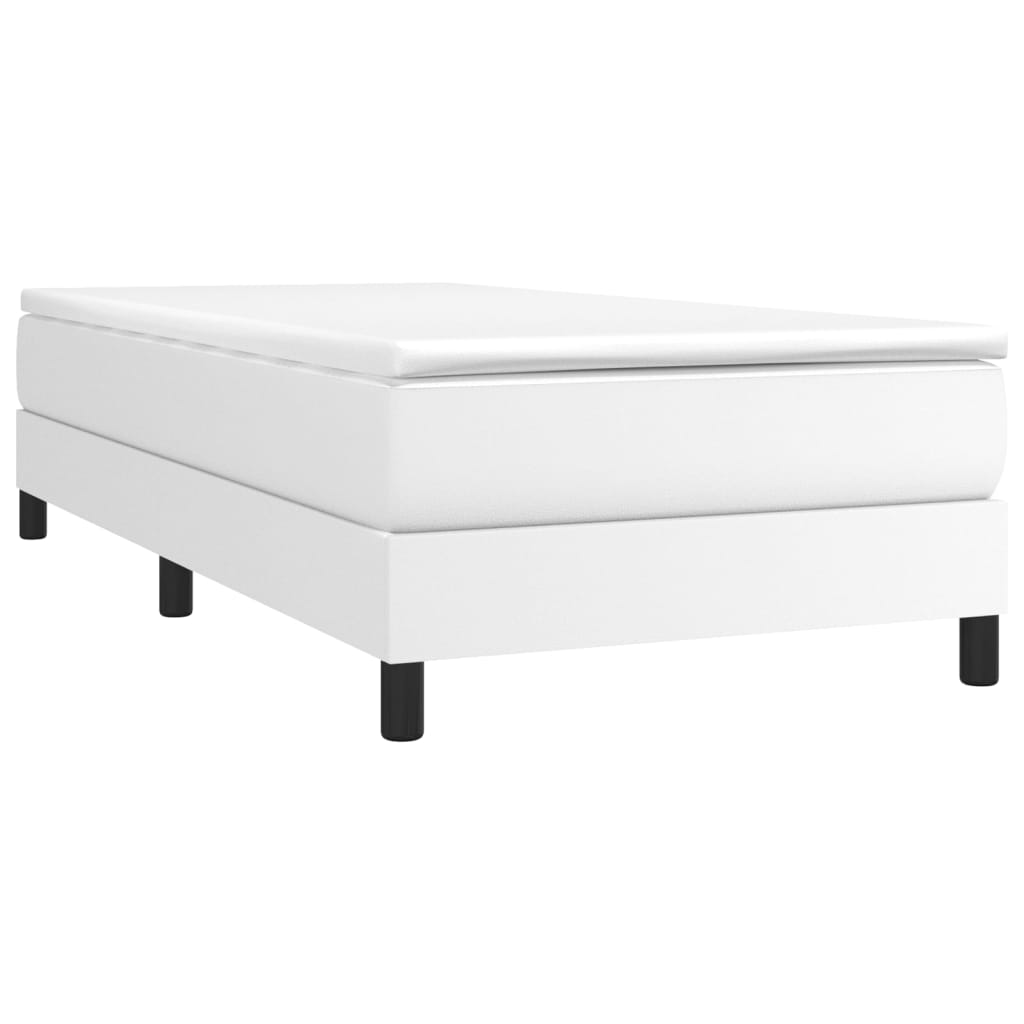Krevet s oprugama i madracem bijeli 90 x 190 cm od umjetne kože