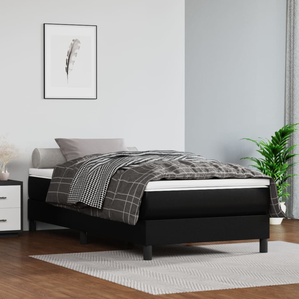 Krevet s oprugama i madracem crni 100x200 cm od umjetne kože