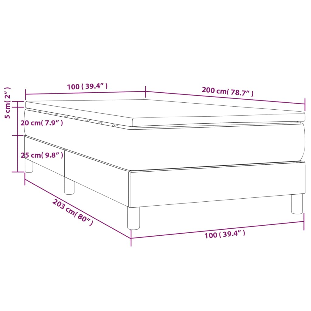Krevet s oprugama i madracem bijeli 100x200 cm od umjetne kože