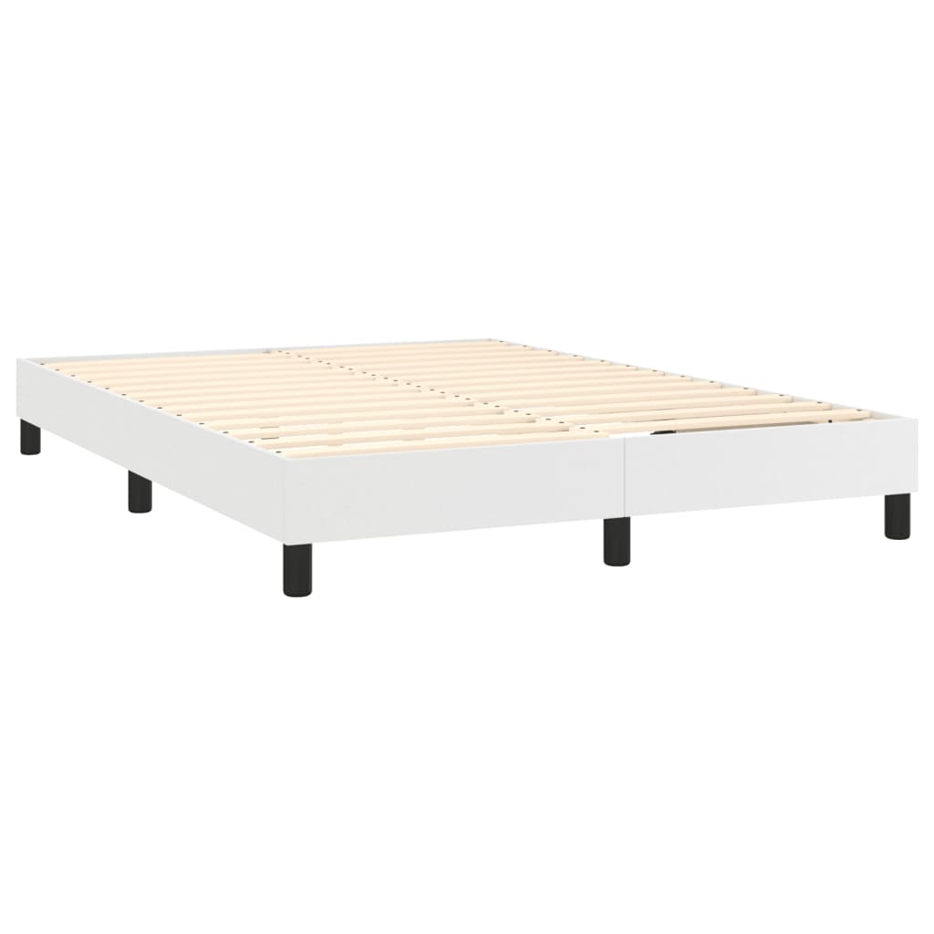 Krevet s oprugama i madracem bijeli 140x190 cm od umjetne kože