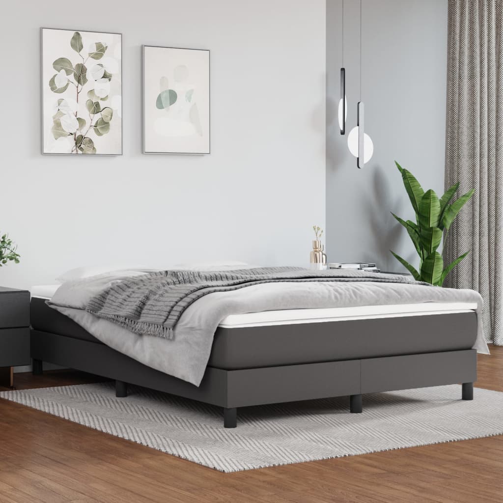 Krevet s oprugama i madracem sivi 140x190 cm od umjetne kože