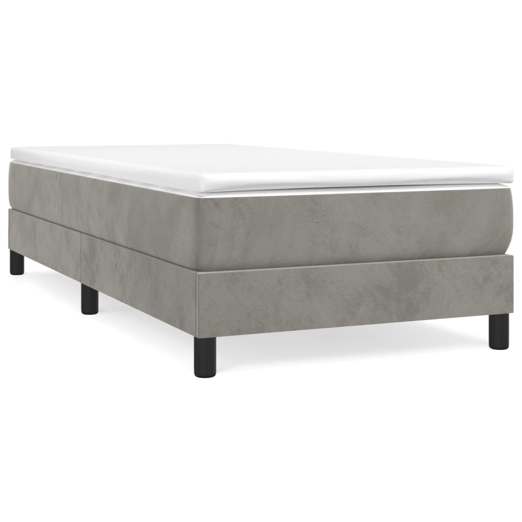 Box spring krevet s madracem svjetlosivi 90x190 cm baršunasti