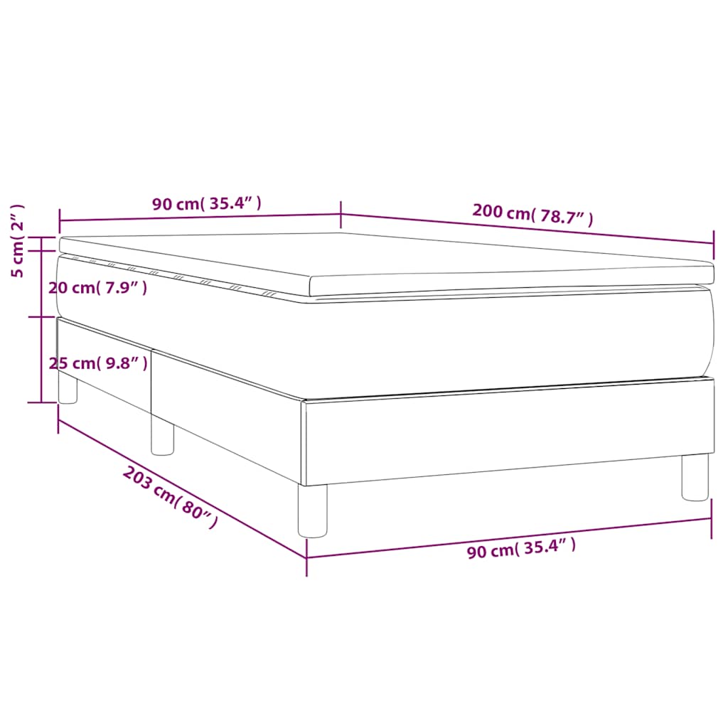 Box spring krevet s madracem tamnoplavi 90x200 cm baršunasti