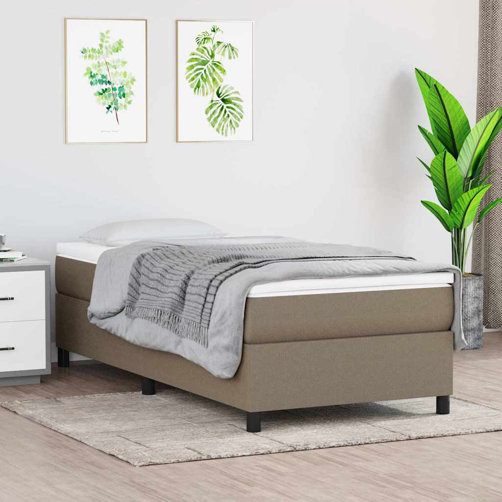 Krevet s oprugama i madracem smeđesivi 90x190 cm od tkanine