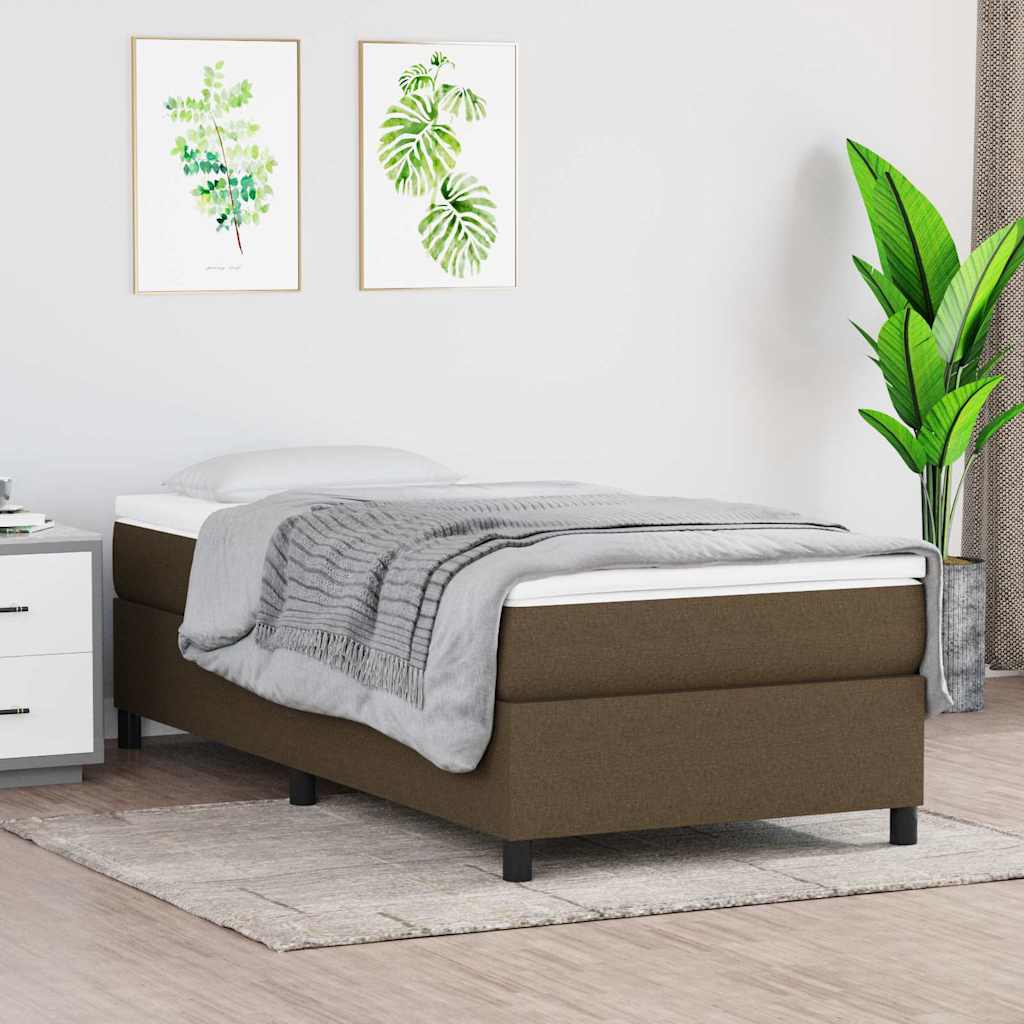 Krevet s oprugama i madracem tamnosmeđi 100 x 200 cm od tkanine