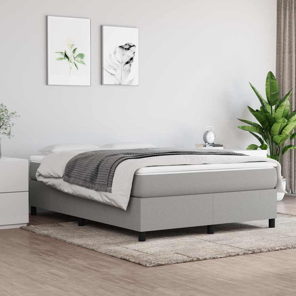 Krevet s oprugama i madracem svjetlosivi 140x190 cm od tkanine