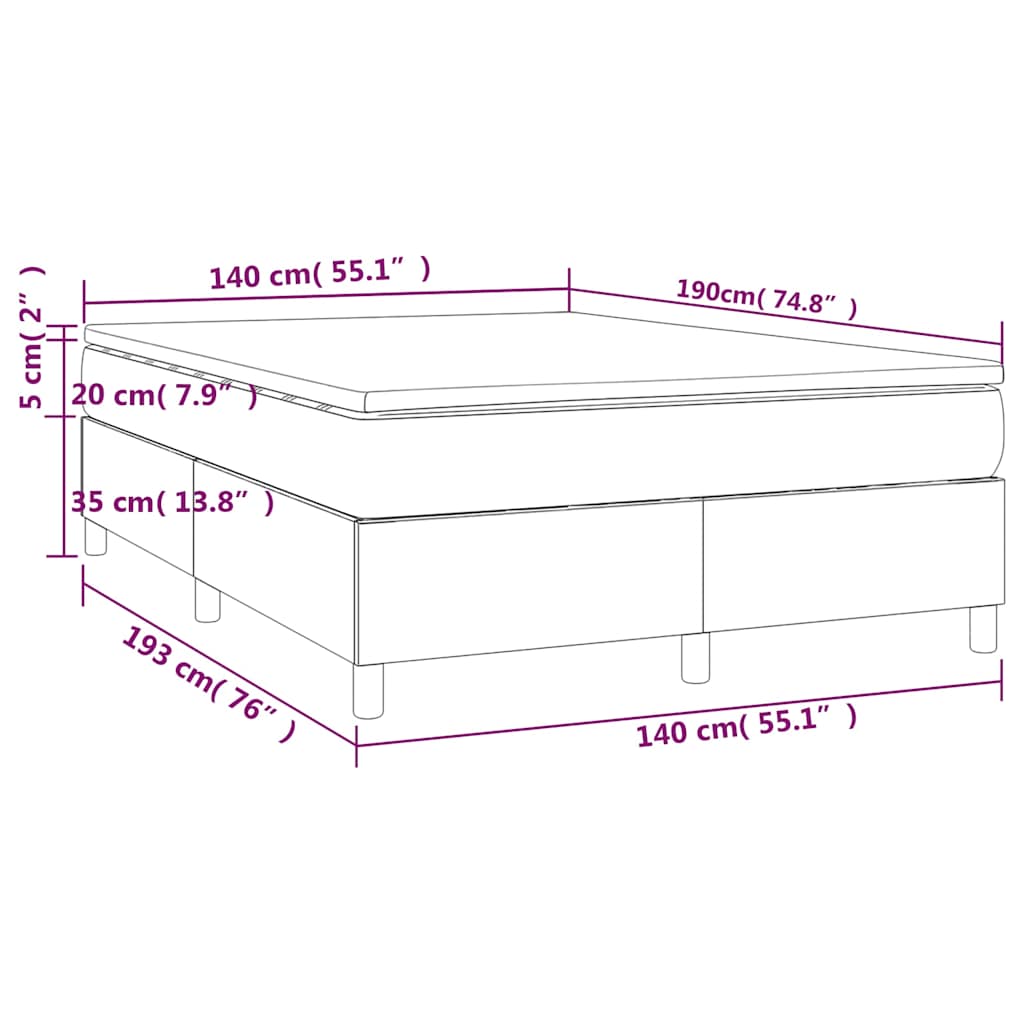 Krevet s oprugama i madracem plavi 140 x 190 cm od tkanine