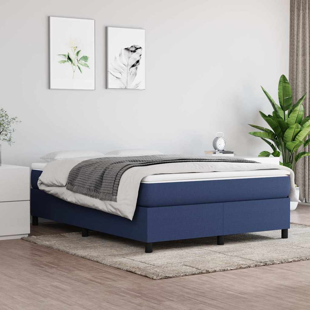 Krevet s oprugama i madracem plavi 140 x 190 cm od tkanine