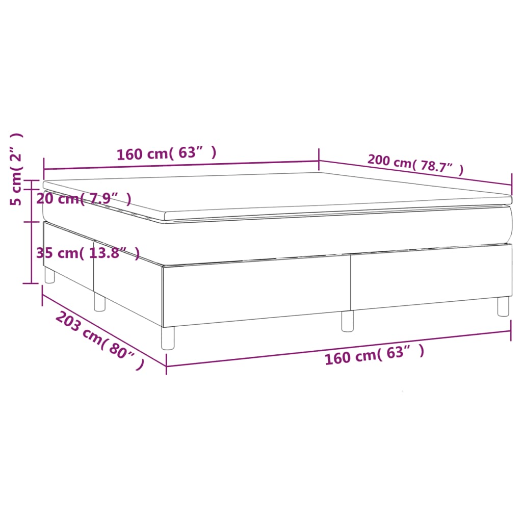 Krevet s oprugama i madracem crni 160x200 cm od tkanine