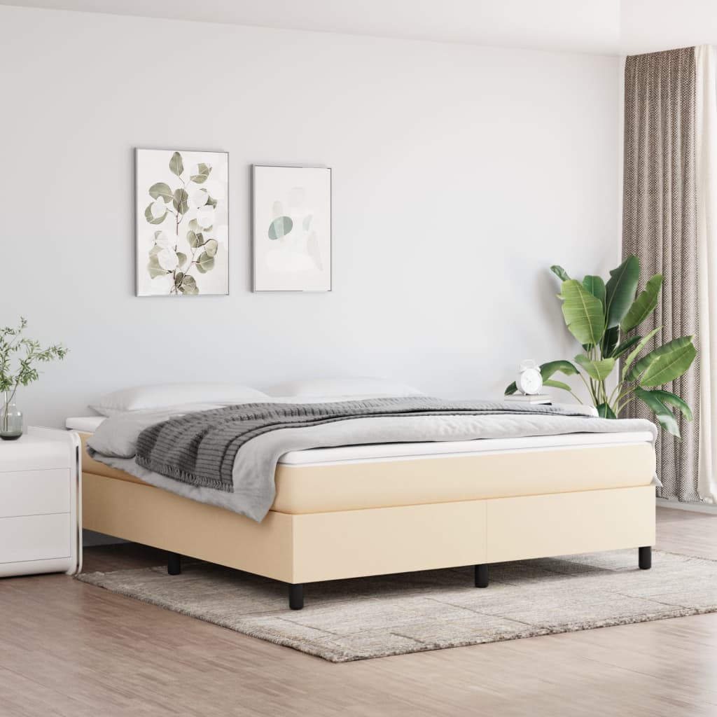 Krevet s oprugama i madracem krem 160x200 cm od tkanine