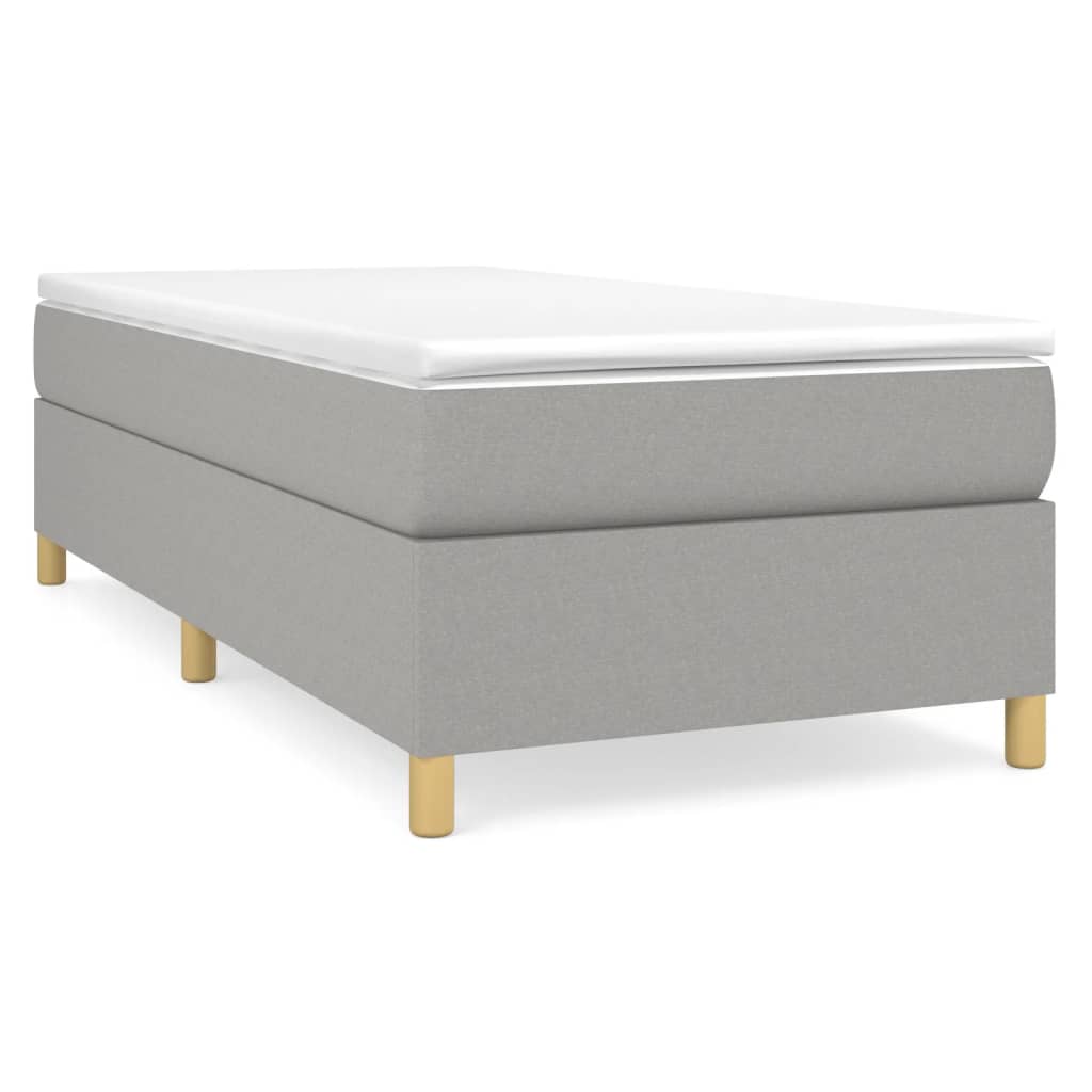 Box spring krevet s madracem svjetlosivi 90x190 cm od tkanine