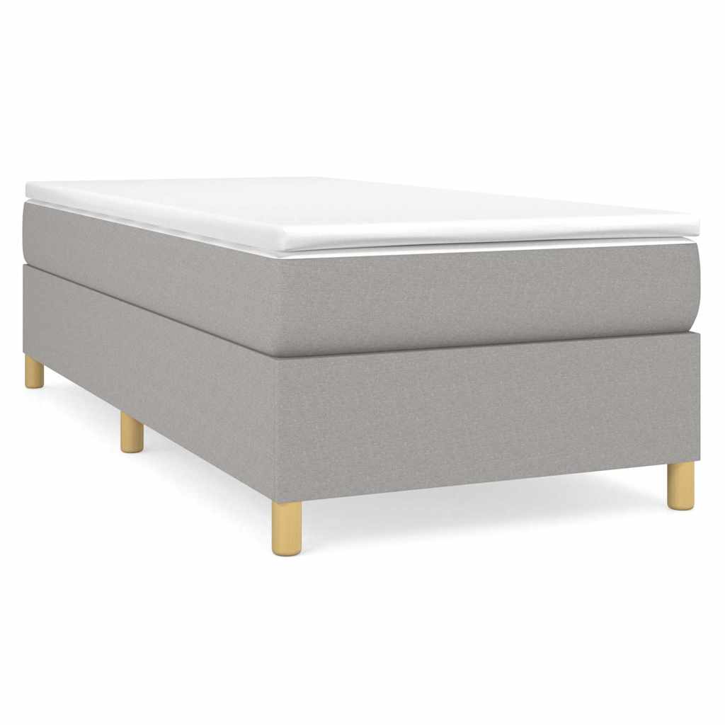 Box spring krevet s madracem svjetlosivi 90x190 cm od tkanine