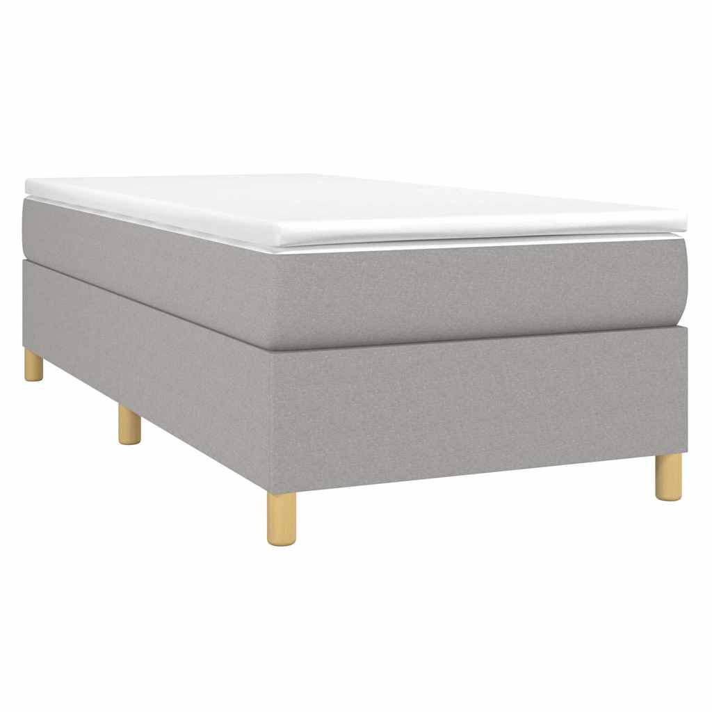 Box spring krevet s madracem svjetlosivi 90x190 cm od tkanine