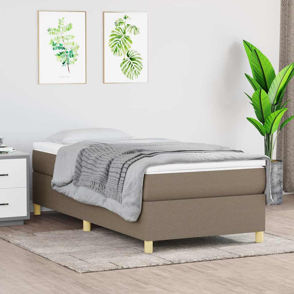 Krevet s oprugama i madracem smeđesivi 100 x 200 cm od tkanine