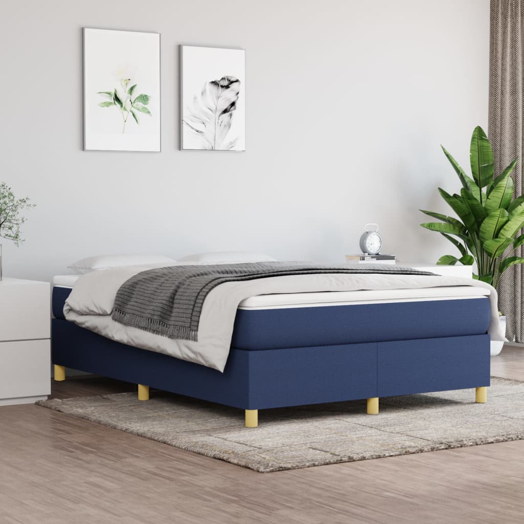 Krevet s oprugama i madracem plavi 140 x 190 cm od tkanine
