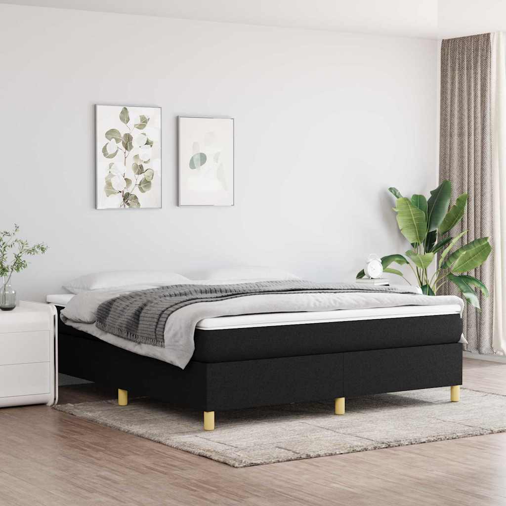 Krevet s oprugama i madracem crni 160x200 cm od tkanine