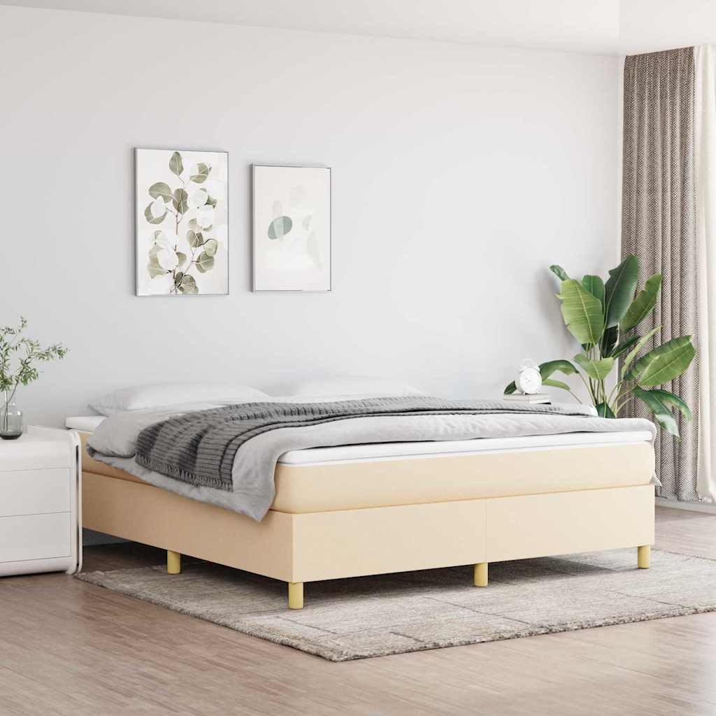 Krevet s oprugama i madracem krem 180x200 cm od tkanine