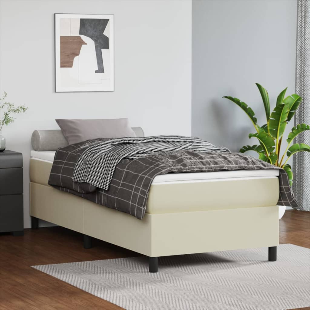 Krevet s oprugama i madracem krem 80 x 200 cm od umjetne kože