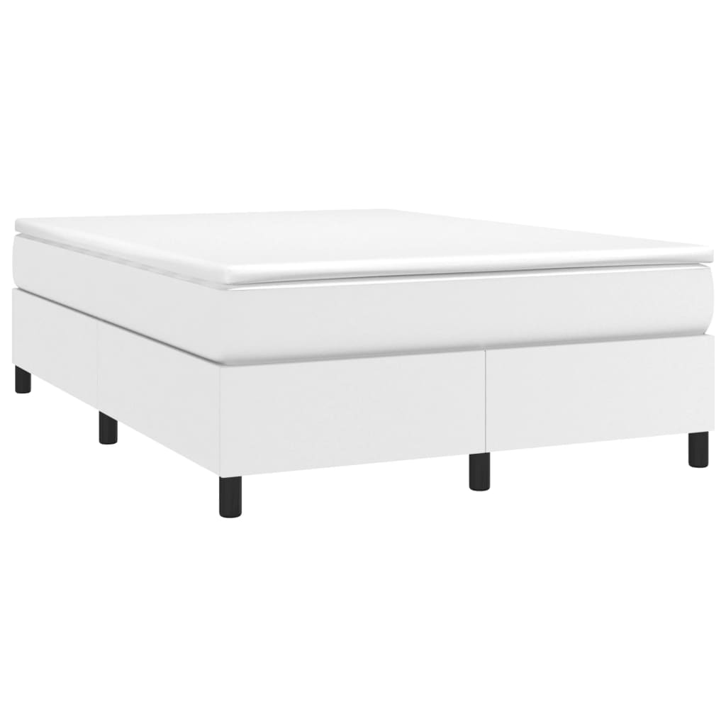 Krevet s oprugama i madracem bijeli 140x190 cm od umjetne kože