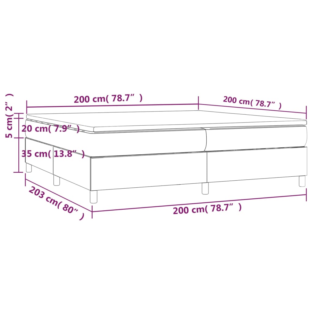 Krevet s oprugama i madracem krem 200x200 cm od umjetne kože