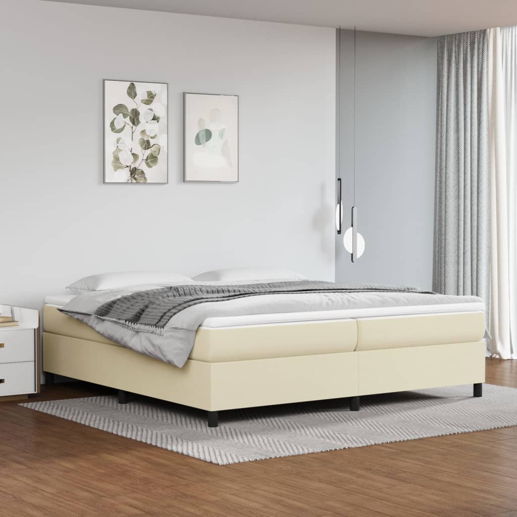 Krevet s oprugama i madracem krem 200x200 cm od umjetne kože