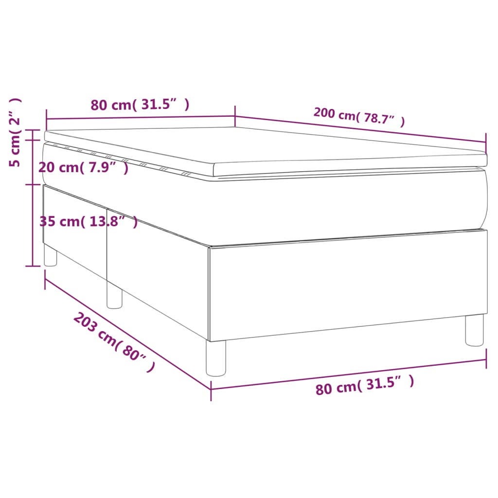 Box spring krevet s madracem svjetlosivi 80 x 200 cm baršunasti