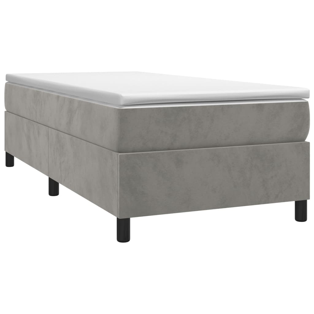 Box spring krevet s madracem svjetlosivi 90x190 cm baršunasti