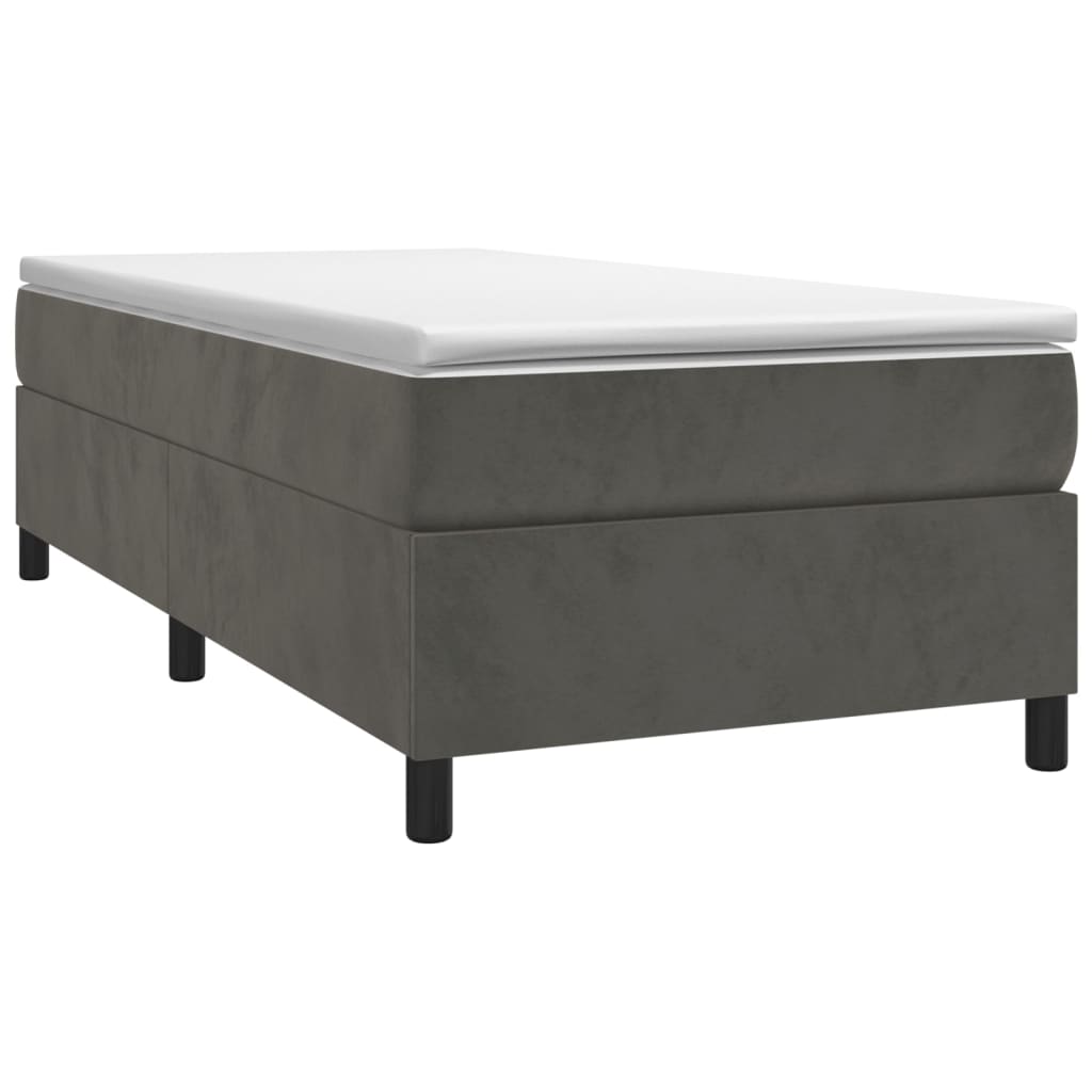 Box spring krevet s madracem tamnosivi 90x200 cm baršunasti