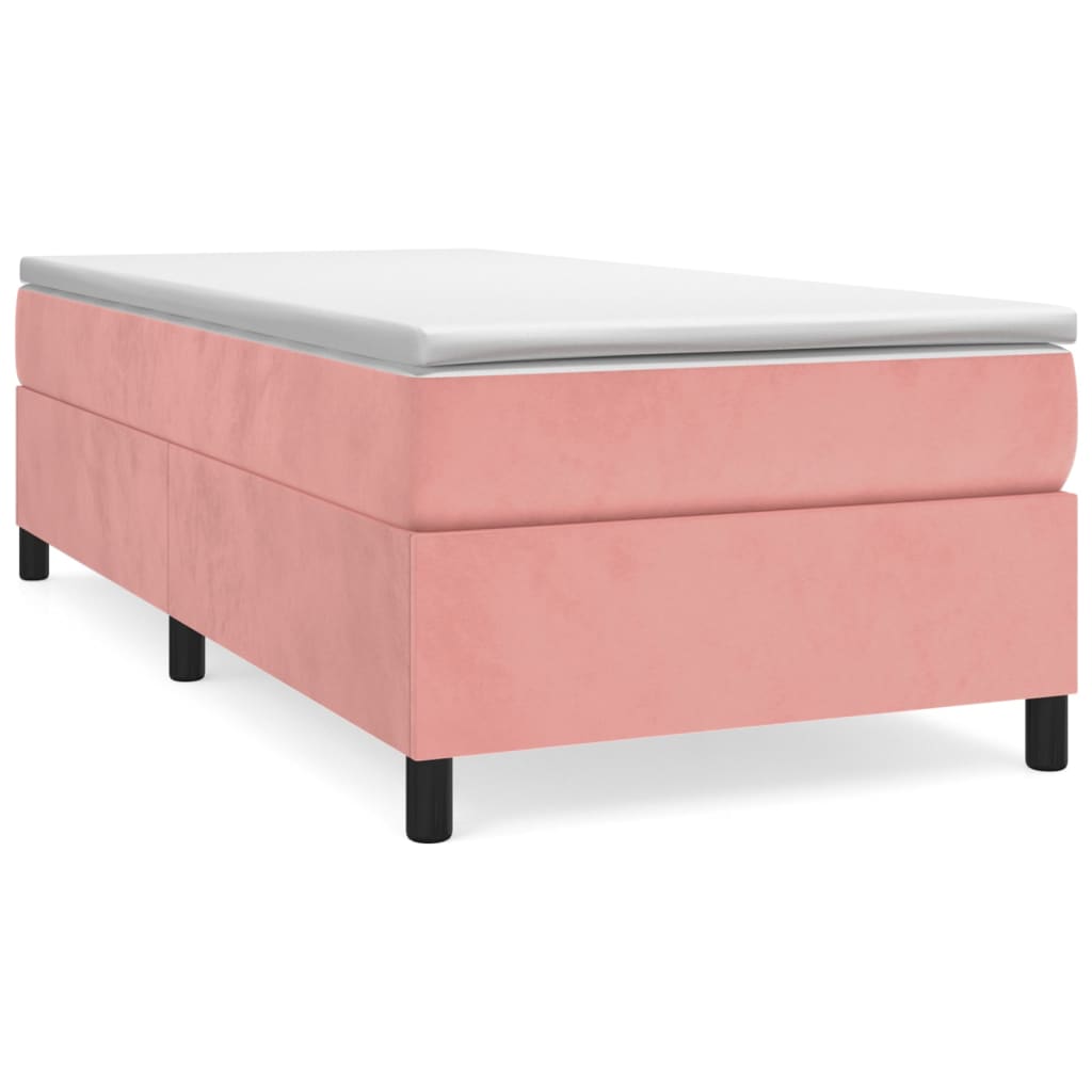 Box spring krevet s madracem ružičasti 90x200 cm baršunasti