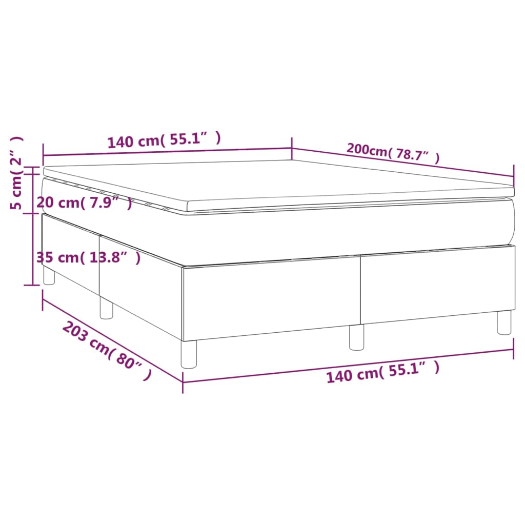 Krevet s oprugama i madracem crni 140x200 cm baršunasti