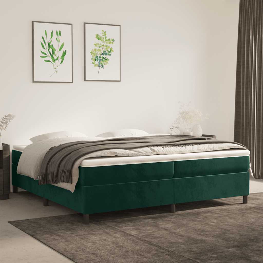 Krevet s oprugama i madracem tamnozeleni 200x200 cm baršunasti