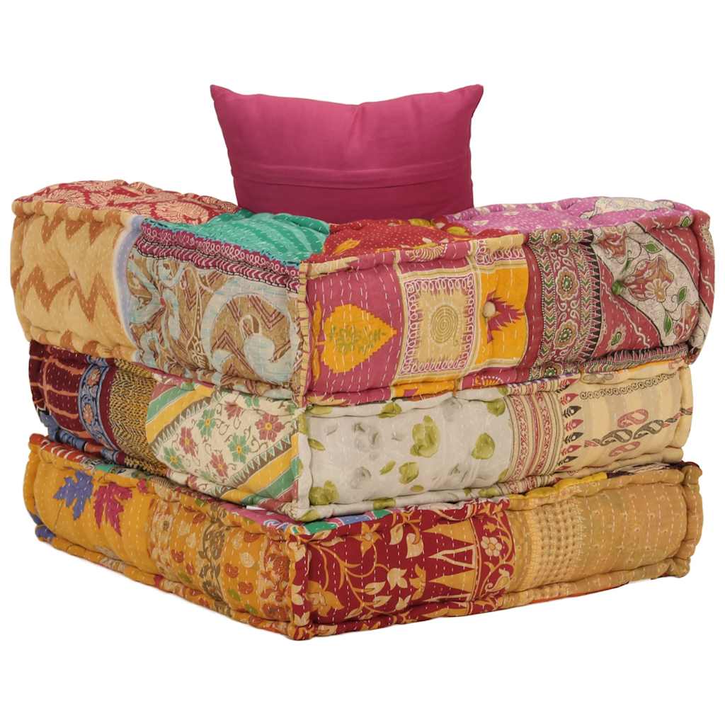Modularni tabure s jastukom od tkanine s uzorkom patchwork