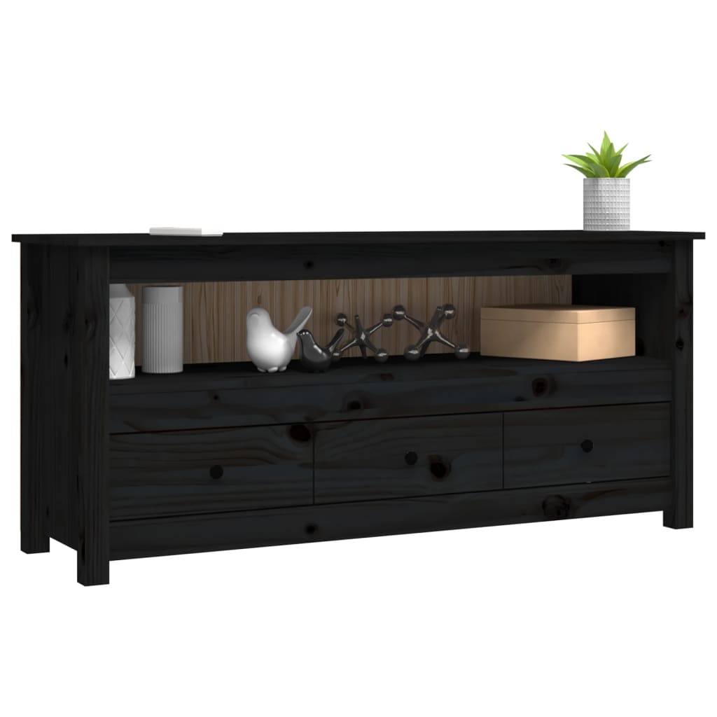 TV ormarić crni 114 x 35 x 52 cm od masivne borovine