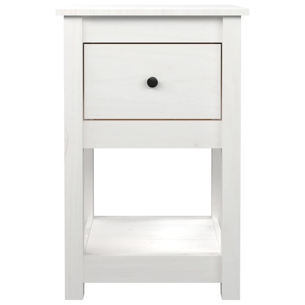 Noćni ormarići 2 kom bijeli 40x35x61,5 cm od masivne borovine