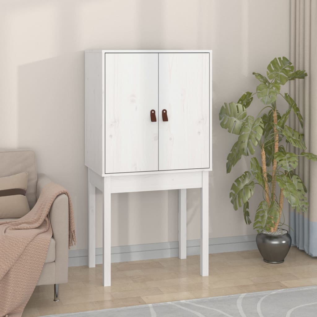 Visoka komoda bijela 60 x 40 x 120 cm od masivne borovine