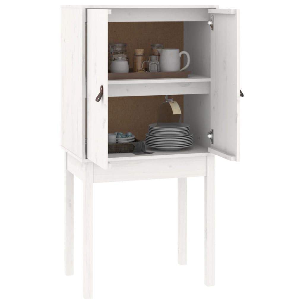 Visoka komoda bijela 60 x 40 x 120 cm od masivne borovine