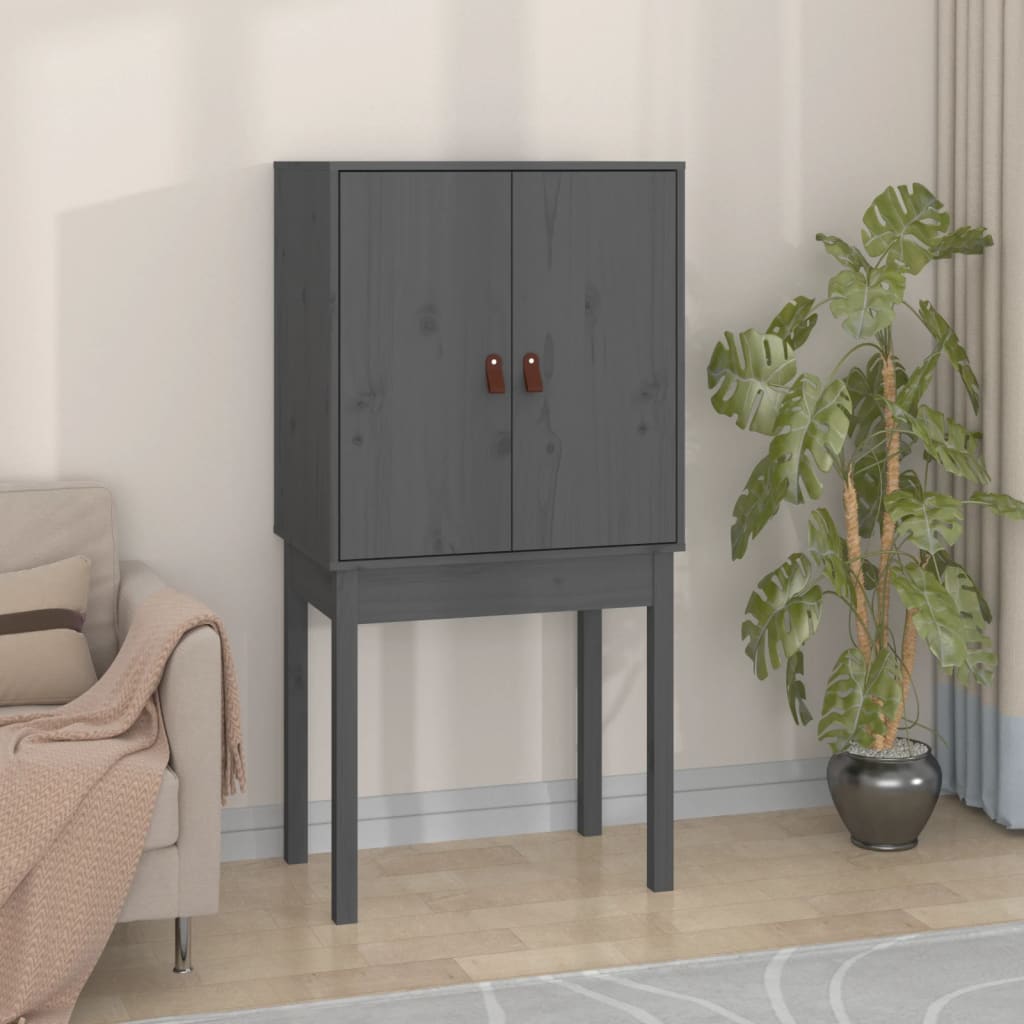 Visoka komoda siva 60 x 40 x 120 cm od masivne borovine