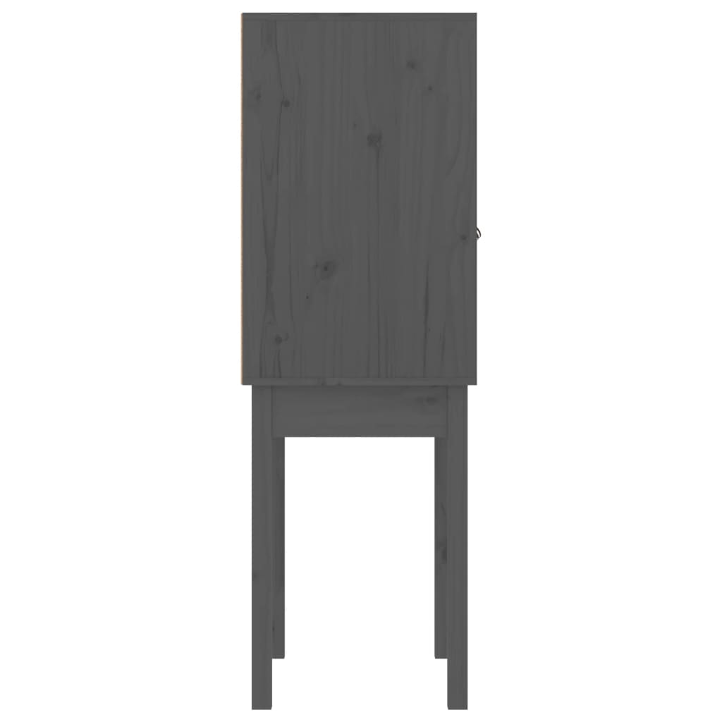 Visoka komoda siva 60 x 40 x 120 cm od masivne borovine