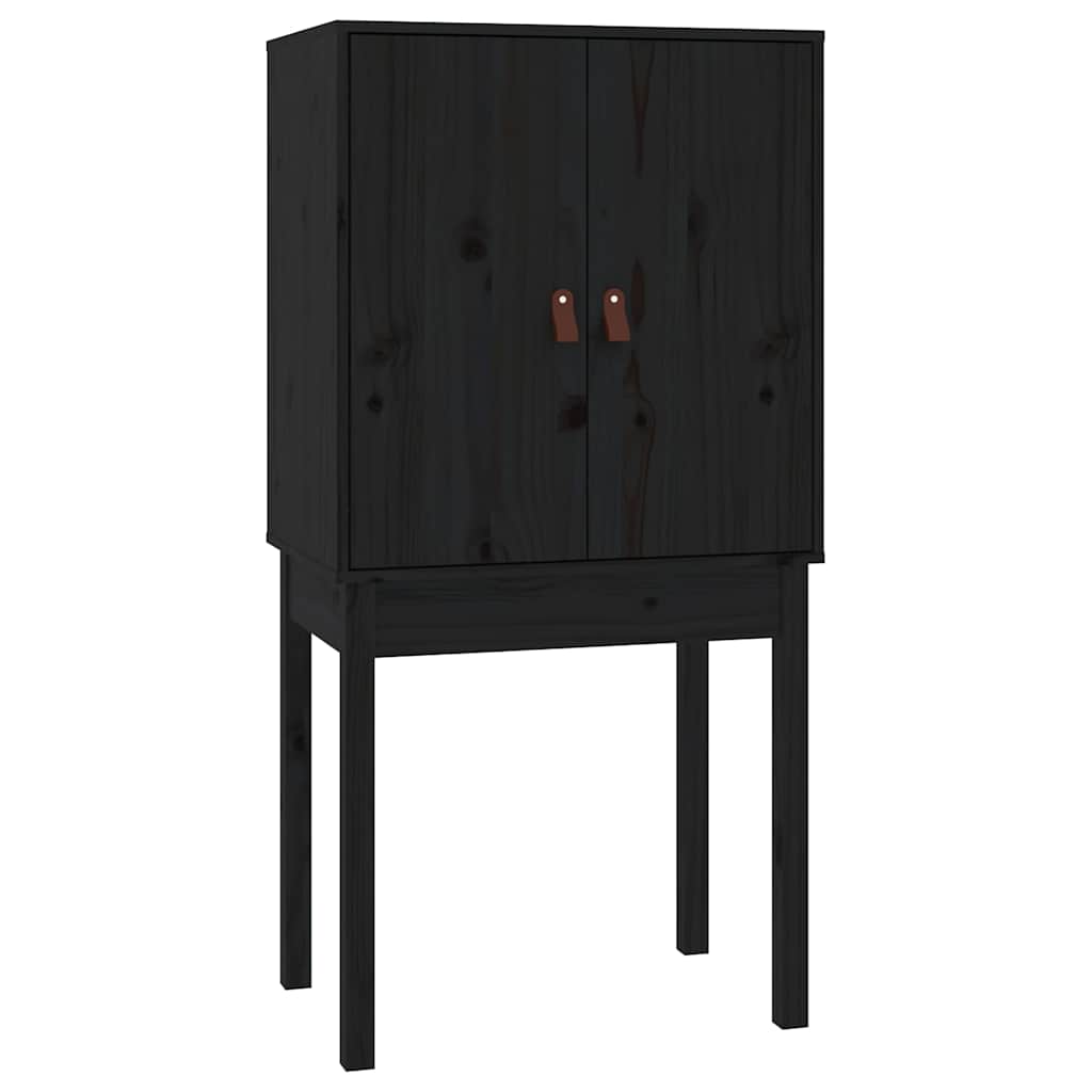 Visoka komoda crna 60 x 40 x 120 cm od masivne borovine