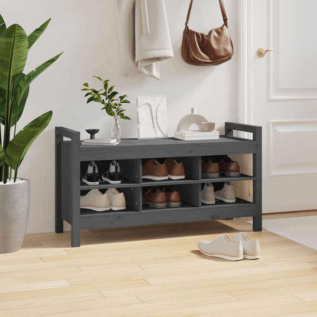 Klupa za hodnik siva 110x40x60 cm od masivne borovine