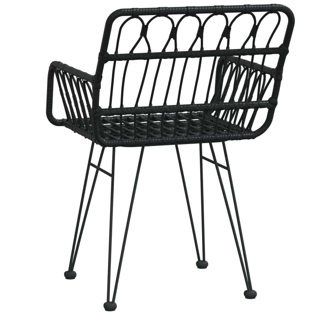 Vrtne stolice 2 kom s naslonom za ruke crne 56x64x80cm PE ratan