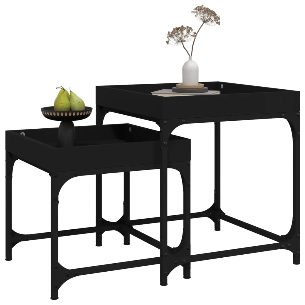 Bočni stolići 2 kom crni od konstruiranog drva