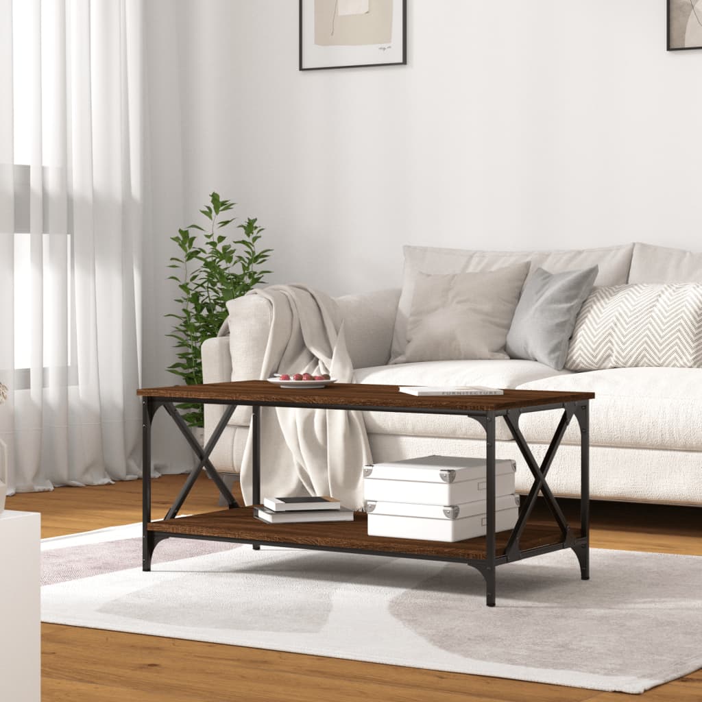 Stolić za kavu smeđi 100x50x45 cm konstruirano drvo i željezo