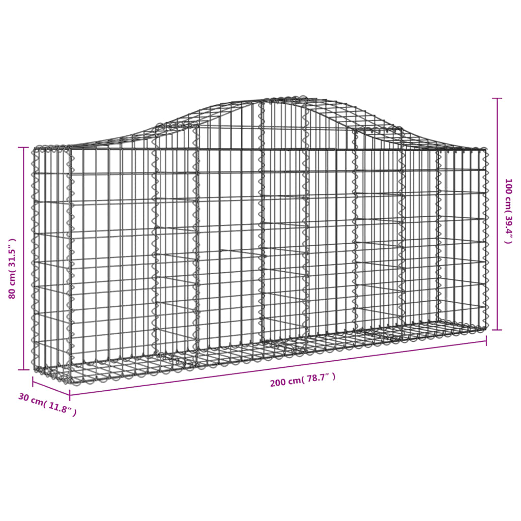 Lučne gabionske košare 2 kom 200x30x80/100 cm pocinčano željezo